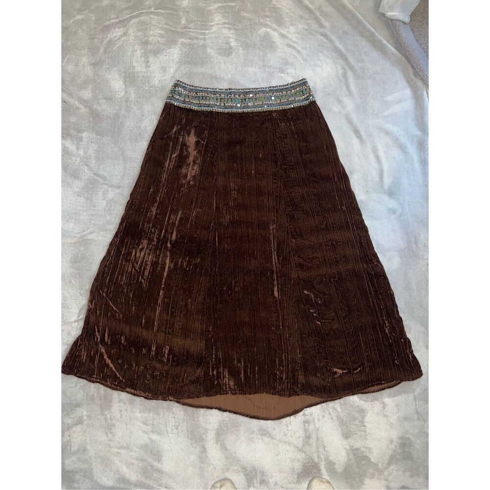 Gothic Victorian Chocolate Brown Velvet MIDI Skirt 8
